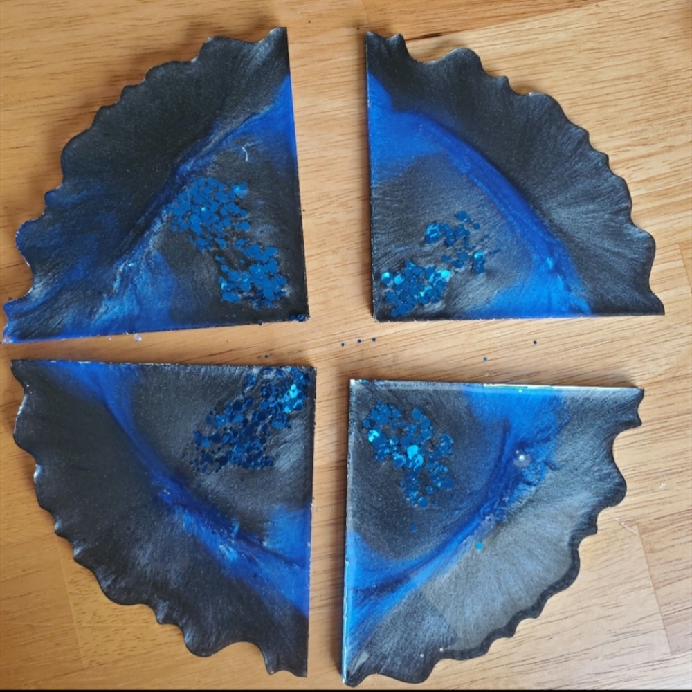 Handmade Thin Blue Line 4 piece Coaster Set